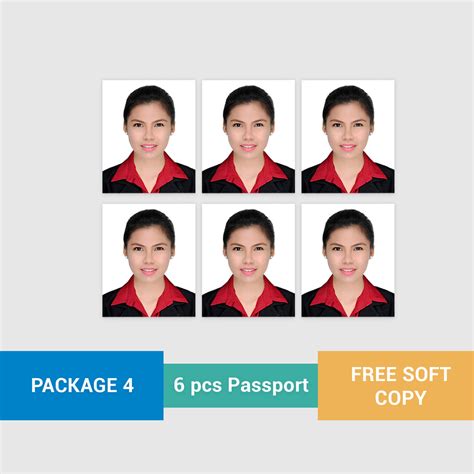 ID Package 4: 6 pcs. Passport Size 1.37 x 1.77 in..